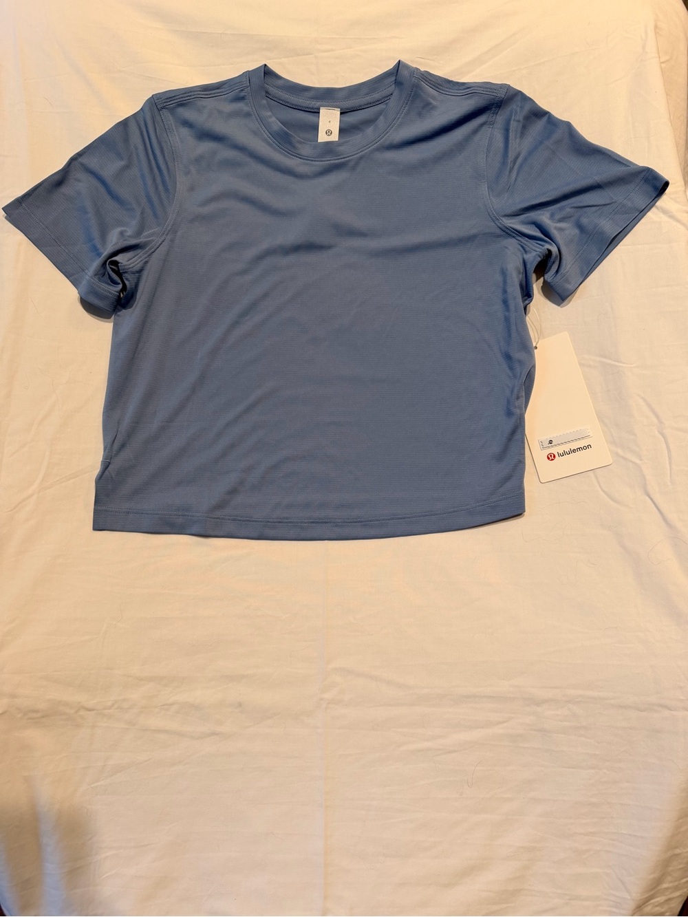 lululemon Dusty Blue Short Sleeve Cropped Athletic Top